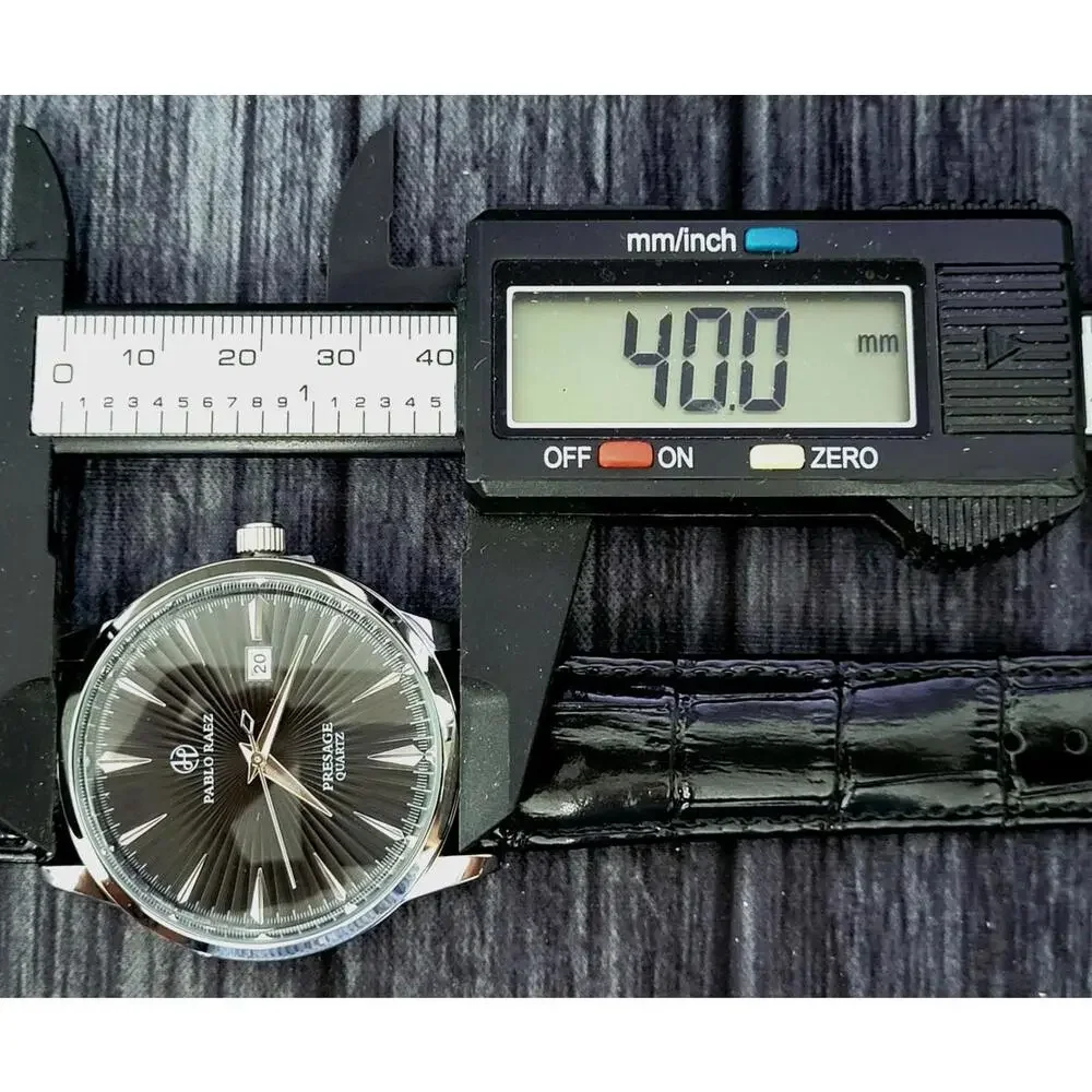 New Vintage Pablo Raez 40mm Mens Slv‎ Blk Blk Presage Watch